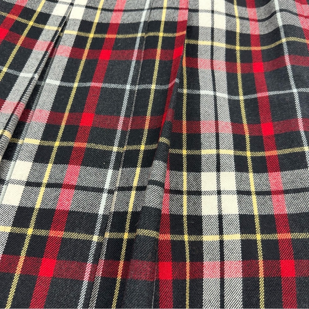 Basler Red Black Plaid Wool Pleated Skirt Side Slits Size 10 - Picture 11 of 13